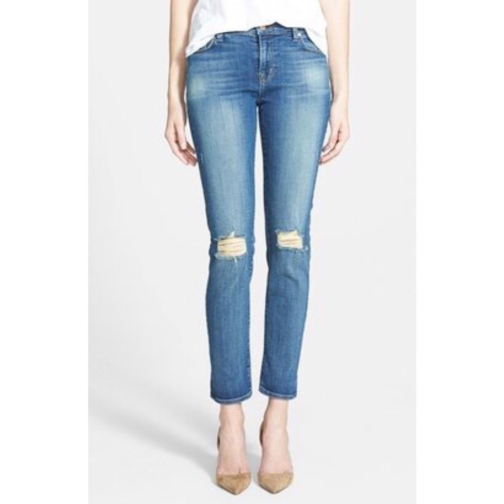J Brand Mid-Rise Skinny Jeans Fray Size 32